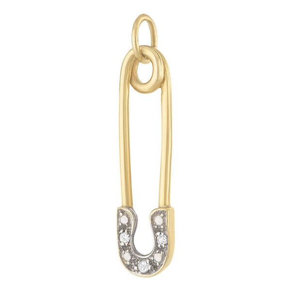 Vintage Diamond Safety Pin 14k Gold Charm