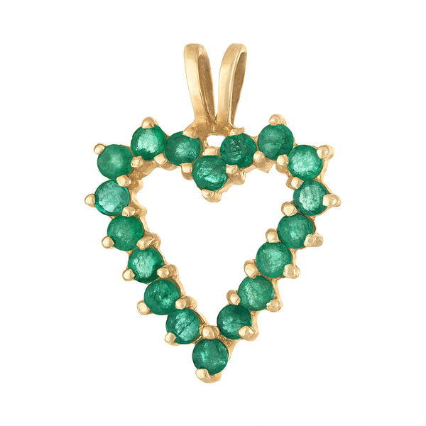 Vintage Emerald Heart 14K Gold Charm