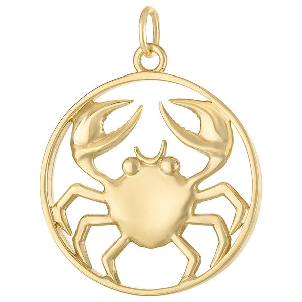 Larger Cancer Zodiac 14k Gold Charm