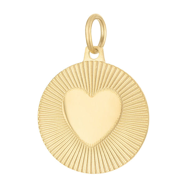 Sweet Heart Engravable Disc 14k Gold Charm