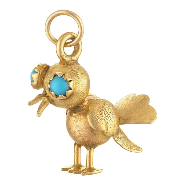 Vintage Italian Baby Bird 18k Gold Charm