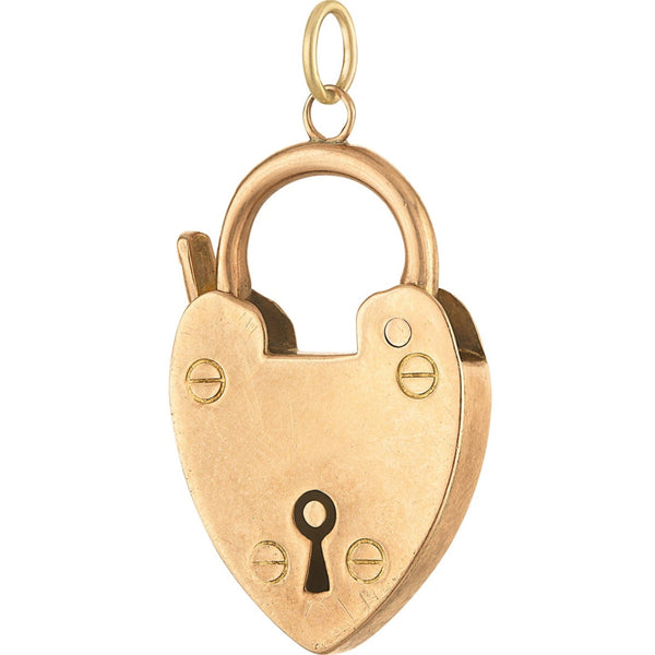 Vintage Heart Lock Clasp 9k Gold Charm