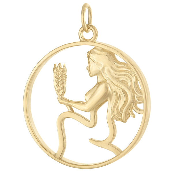 Larger Virgo Zodiac 14k Gold Charm