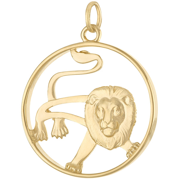 Larger Leo Zodiac 14k Gold Charm
