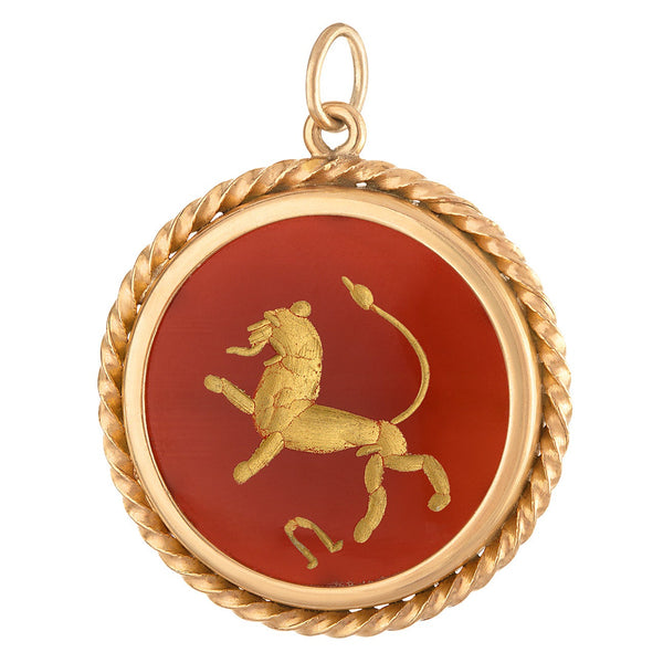 Vintage Leo Intaglio 18K Gold Charm