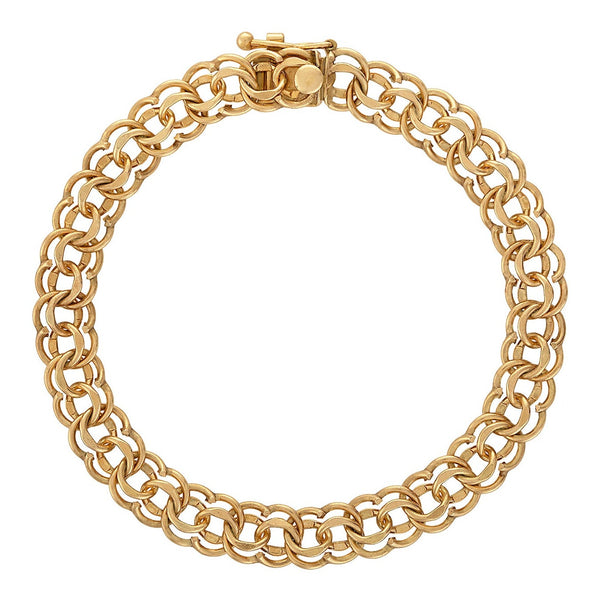 Vintage Double Link 14K Gold Charm Bracelet