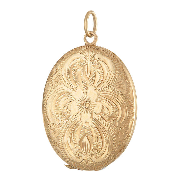 Vintage Oval Locket 14K Gold Charm