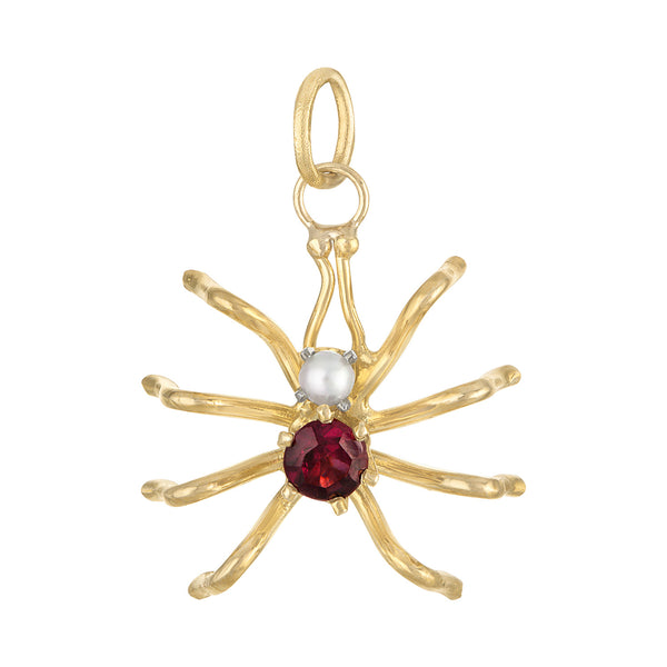 Vintage Ruby Spider 14K Gold Charm