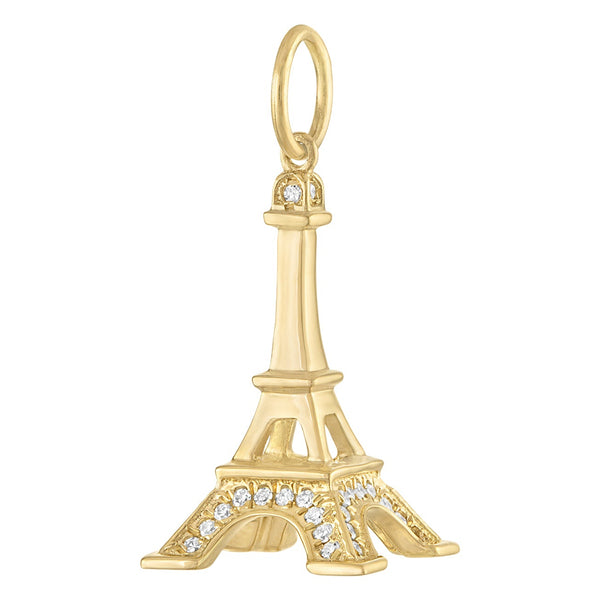 Diamond Eiffel Tower 14K Gold Charm