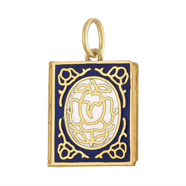 Vintage Enameled Quran 18K Gold Charm
