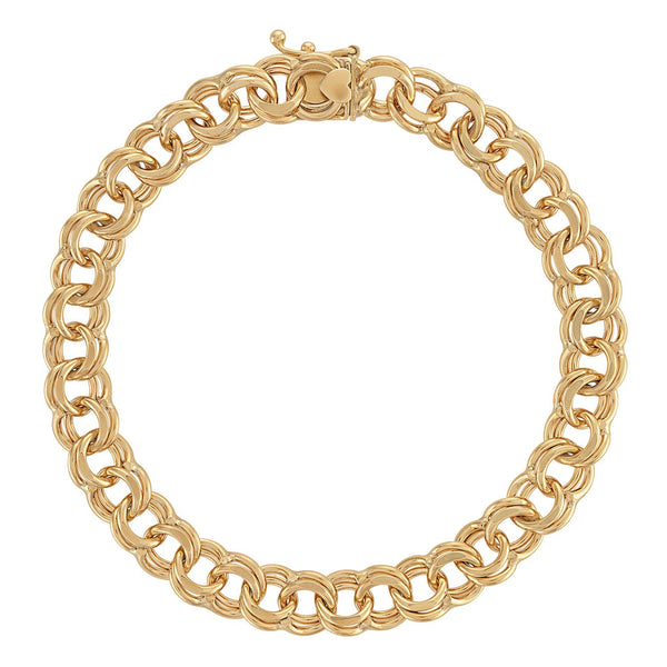 Vintage Double Link 14K Gold Charm Bracelet