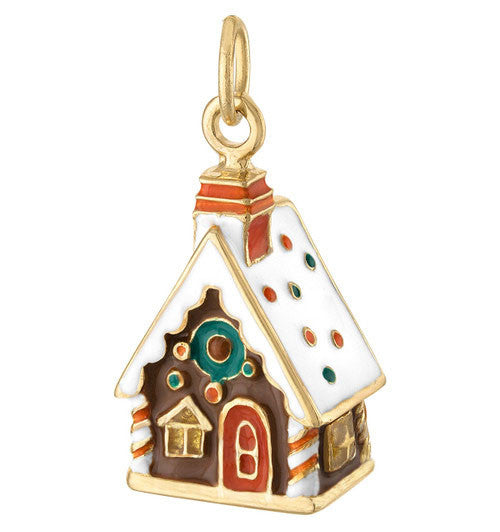Enamel Gingerbread House 14K Gold Charm