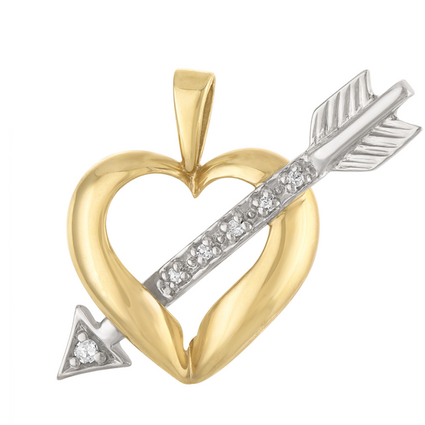 Vintage Lovestruck Diamond Heart 14k Gold Charm