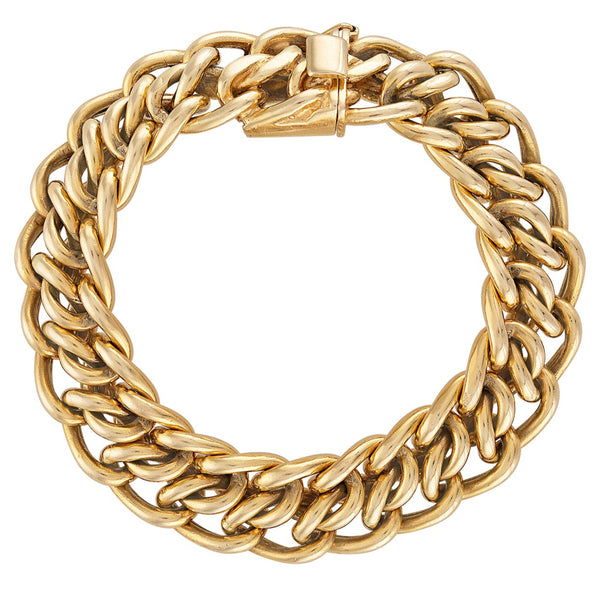 Vintage Double Twisted Curb Link 14k Gold Charm Bracelet