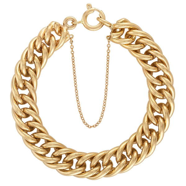 Vintage Luxe Heavy Curb 14k Gold Bracelet
