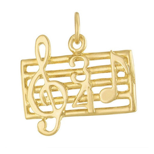 Music Bar 14K Gold Charm