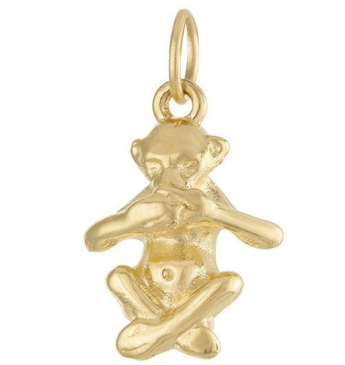 Speak No Evil Monkey 14K Gold Charm