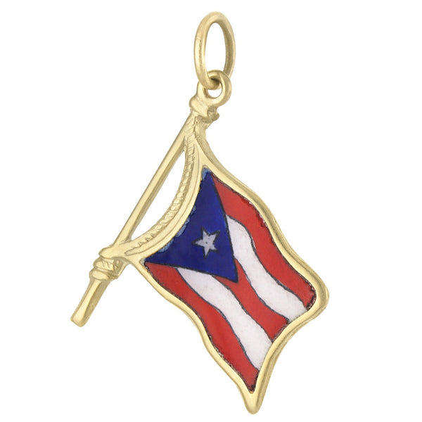 Vintage Enamel Puerto Rico Flag 14k Gold Charm