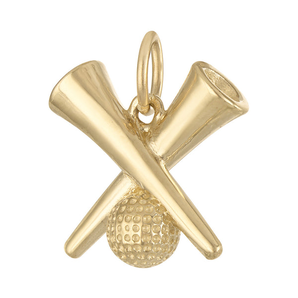 Golf Tees and Ball 14K Gold Charm