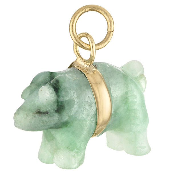 Vintage Jade Pig 14k Gold Charm