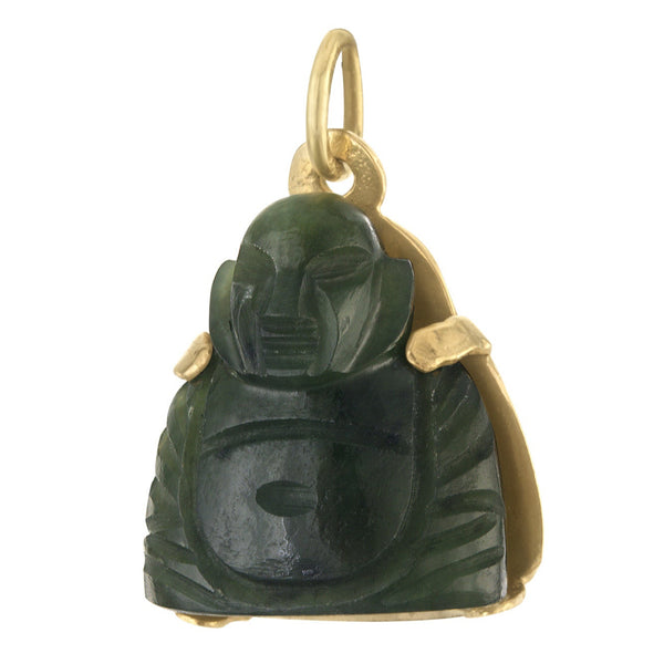 Vintage Jade Buddha 14k Gold Charm