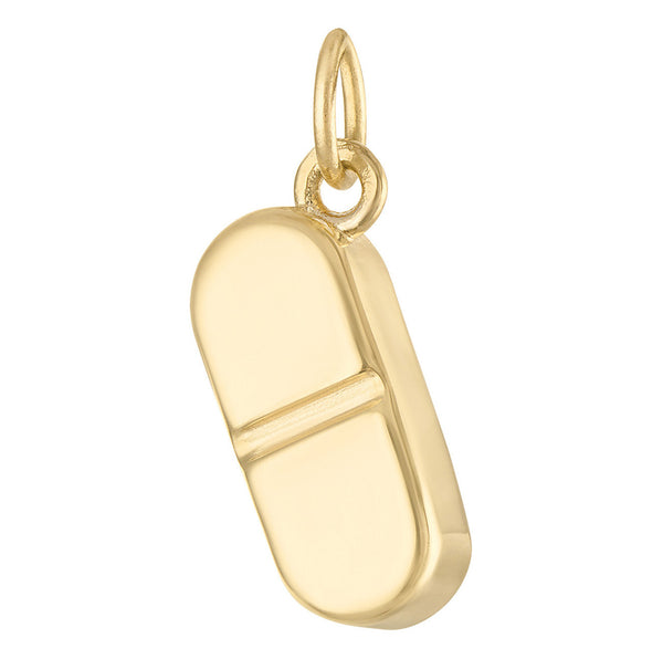 Happy Pill Engravable 14K Gold Charm