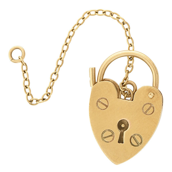Vintage Heart Lock Clasp 9k Gold Charm