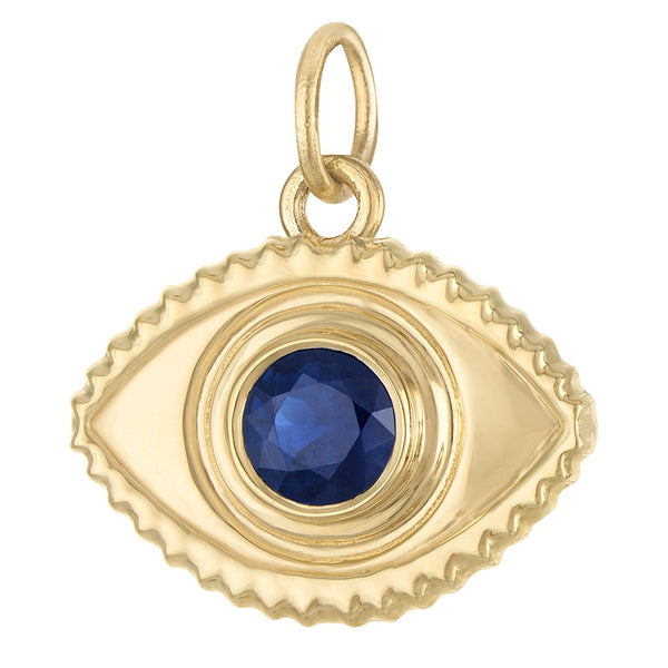 Sapphire Evil Eye 14k Gold Charm