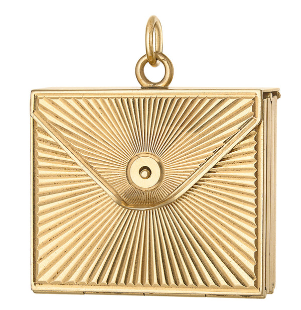 Vintage Engravable Envelope Locket 14K Gold Charm
