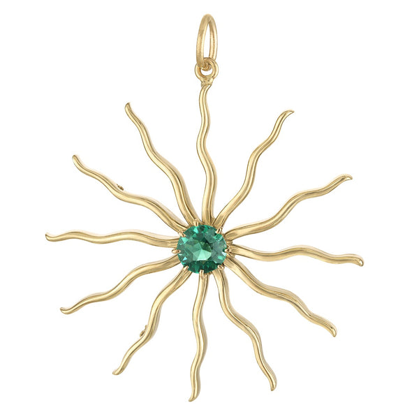 Vintage Emerald Starburst 14k Gold Charm