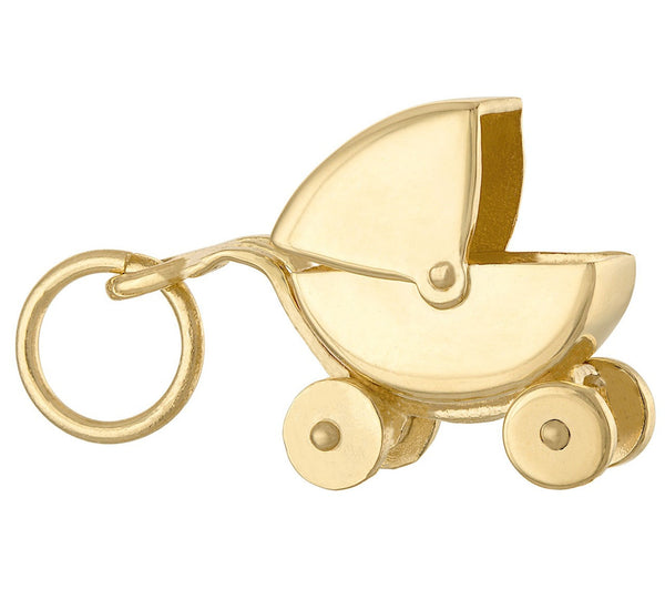 Baby Pram Engravable 14k Gold Charm