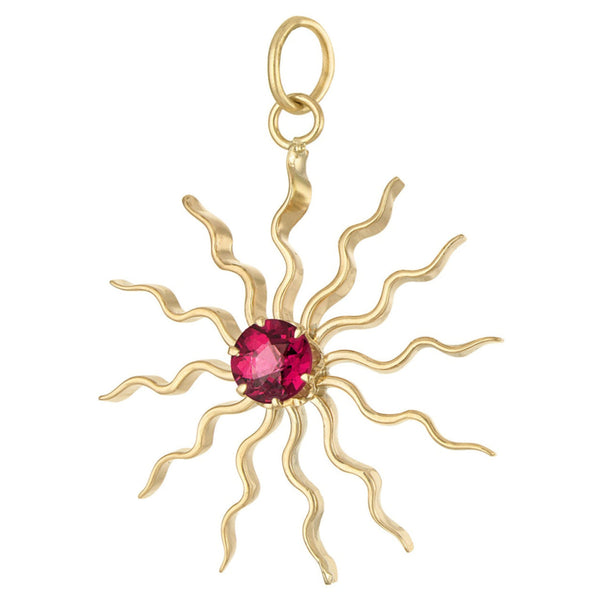 Vintage Ruby Starburst 14k Gold Charm