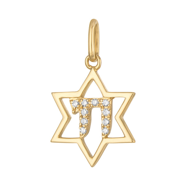Diamond Chai Mini 14K Gold Charm
