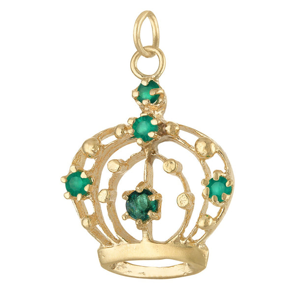 Vintage Emerald Crown 14k Gold Charm