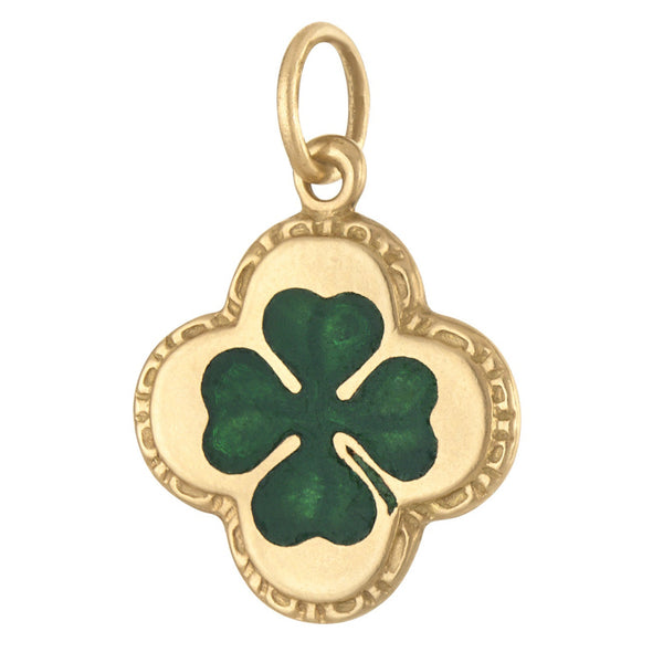 Vintage Enamel Clover 14k Gold