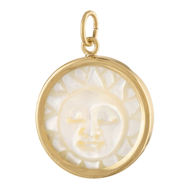 Mother of Pearl Sun 14K Gold Charm