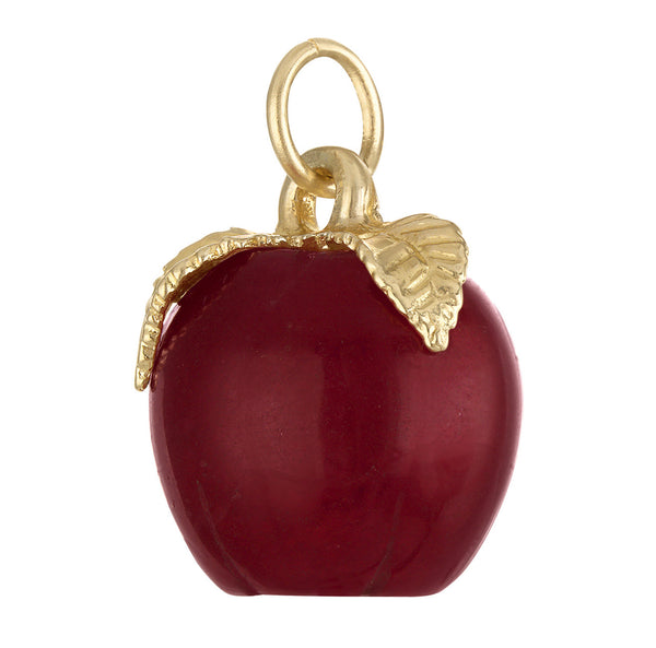 Red Jade Apple 14K Gold Charm