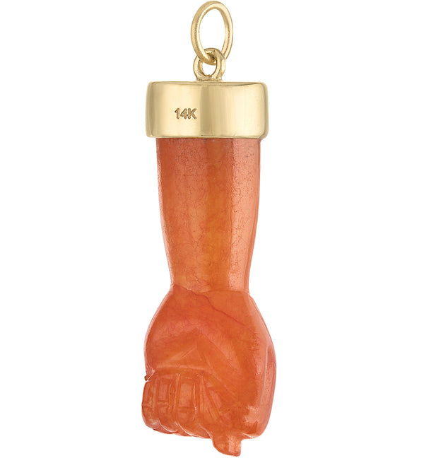 Larger Agate Figa 14K Gold Charm