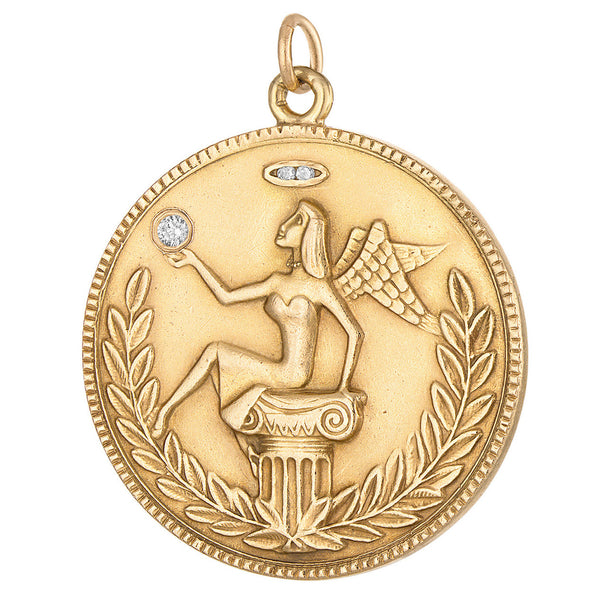 Vintage Greek Goddess 14k Gold Charm
