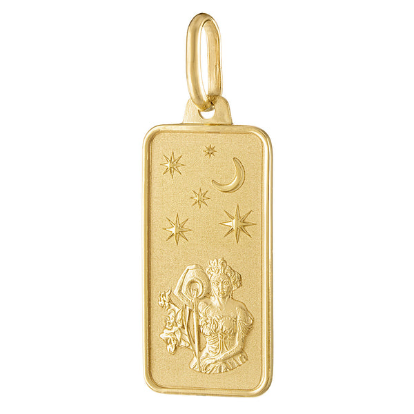 Aquarius Zodiac Tag 14K Gold Charm