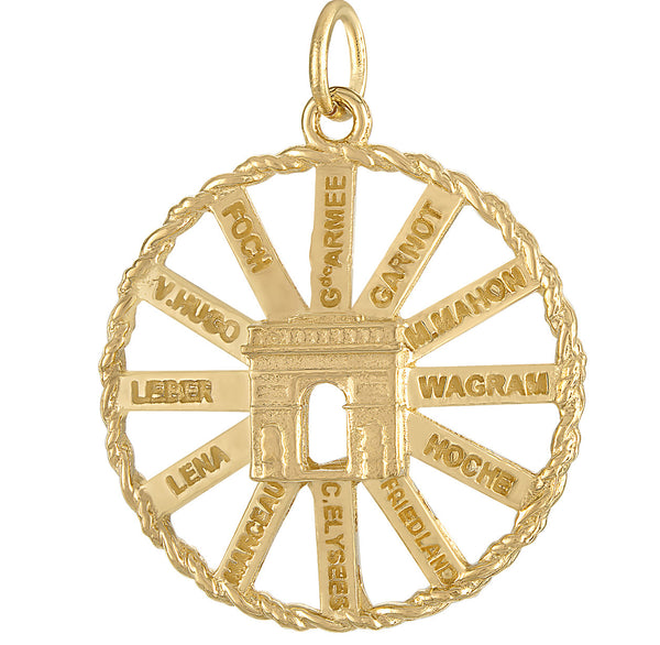 Place de L'Etoile Arc de Triomphe 14K Gold Charm