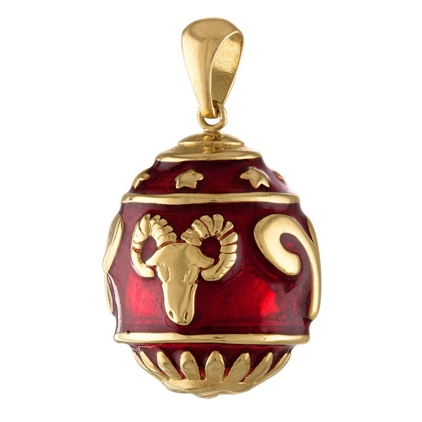 Vintage Enamel Aries Fob 14k Gold Charm