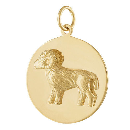Aries Engravable Zodiac 14k Gold Charm