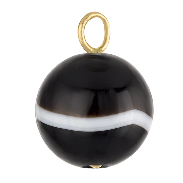 Vintage Banded Agate Ball 14K Gold Charm