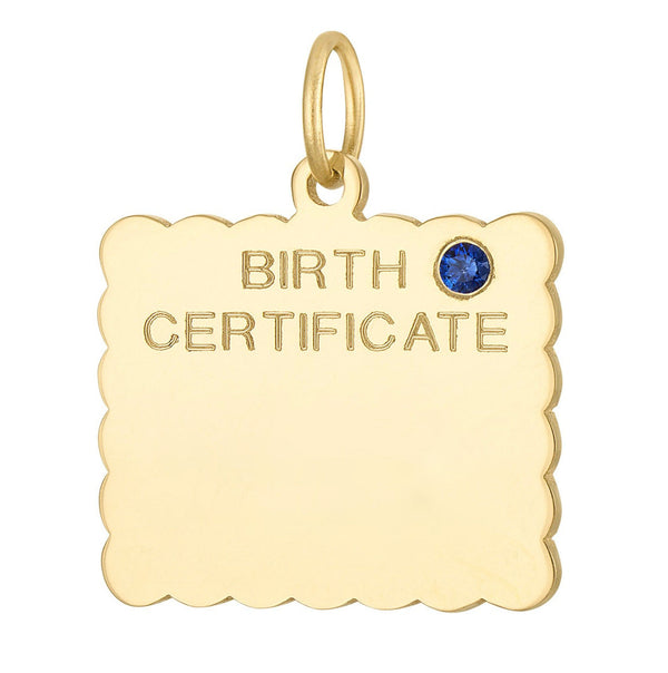 Baby Boy Engravable Birth Certificate 14K Gold Charm