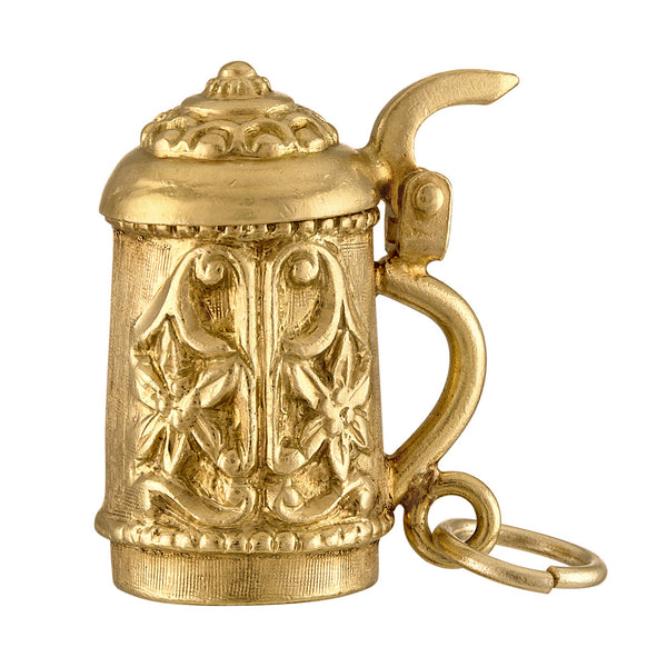 Vintage Movable Beer Stein 18k Gold Charm