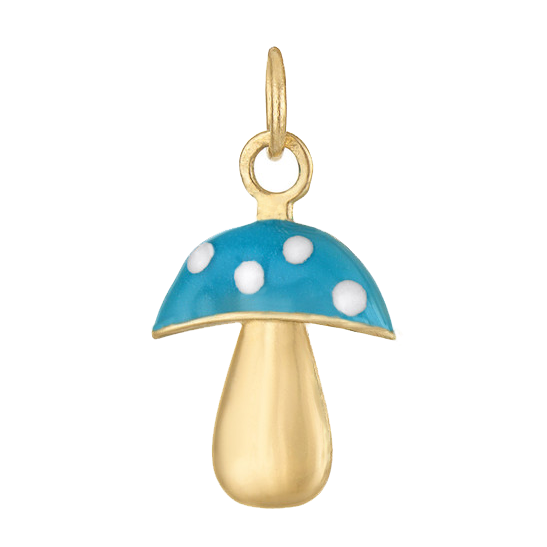Enamel Turquoise Mushroom 14k Gold Charm