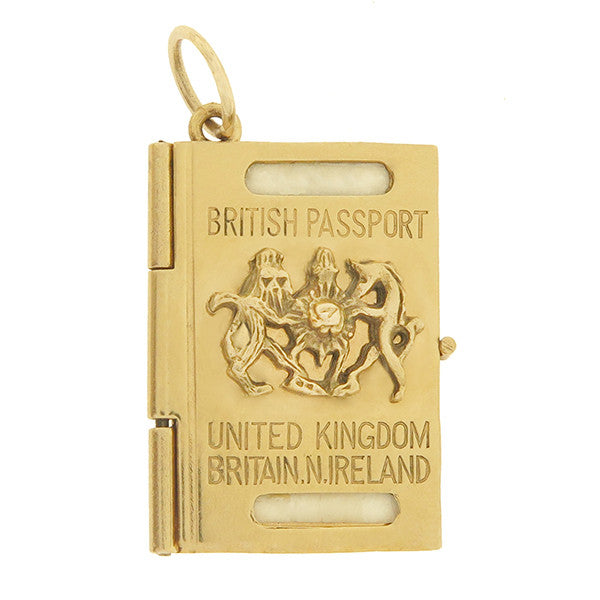 Vintage United Kingdom Passport 9k Gold Charm