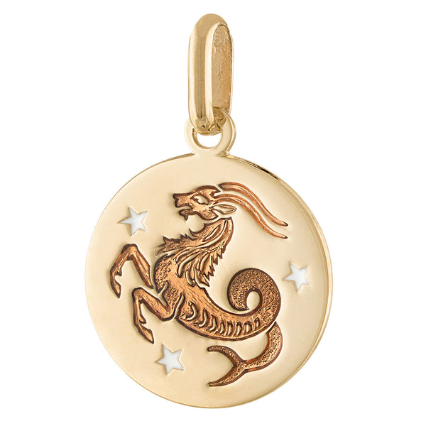 Capricorn Enamel Zodiac 14K Gold Charm