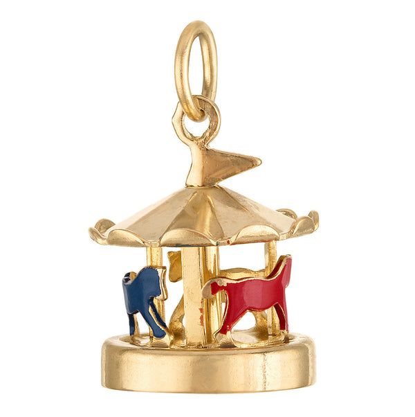 Vintage Enamel Merry-Go-Round 14K Gold Charm